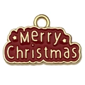 Golden red enamel Merry Christmas cloud pendant charm for DIY jewelry and bracelets - Merry Christmas Letter Tag 13x20mm