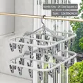 Nordic Gray double-layer square drying rack with 48 clips for baby clothes and socks - Standard Foldable Square 24-Clip Socks Rack (2 Pieces) - Nordic Grey