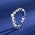Silver S925 V-shaped ring with round sparkling zircons on deep blue background - Platinum [full Diamond] Ljz-126 / Adjustable Open