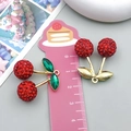 Sparkly red cherry pendant with rhinestones and gold leaf for DIY jewelry and bag charms - Small Clay Green Leaf Cherry (23745)