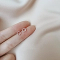 925 sterling silver stud earrings with milgrain texture shown on fingertips - Twist Ring / Silver