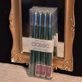 Set mit 4 dunkelgrünen 25cm Stabkerzen in Klarsichtbox für elegante Dekorationen - 4er Set / Grün