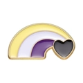 Non-binary pride rainbow heart enamel pin badge with elegant gold metal plating finish - Non-binary Rainbow Heart