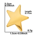 Detailed size view of golden 304 stainless steel star stud earring 1.5cm width - Star Mirror Surface-Gold