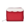 Portamonete in pelle rosso e bianco con motivo a onde e texture martellata da donna - Rosso