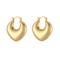 Polished gold heart-shaped hoop earrings with minimalist aesthetic and hollow design - 1 Pair Heart Shape / Gold Heart