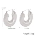 Minimalist silver titanium steel C-shape thick hoop earrings with polished finish - Chunky C-Shape Hoops / Steel
