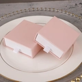Pink and white drawer jewelry gift box with a white ribbon handle on a ceramic plate - 8*8*3.2CM / Pink + White