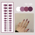 Detail of medium square glossy gradient purple press-on nails with model wearing effect - TZ Medium Long-188 Jelly Purple