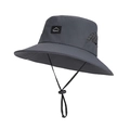 Dark grey outdoor sun hat with breathable mesh and adjustable chin strap - Dark Gray