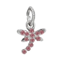 Silver dragonfly pendant with sparkling pink rhinestones for DIY jewelry making - Pink Rhinestone Bow Dragonfly (009)
