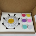 Electric baby nail trimmer kit with six colored grinding heads in a brown paper box - Set of 6 Heads / English Kraft Box / Daisy White