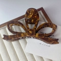 Pinza per capelli 4mm in acetato con design a fiocco tartarugato in marrone e oro - 7# Color Legno