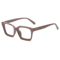 Classic Morandi brown square eyeglasses frame with metallic dot details in full-rim style - Solid Tea Frame