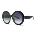 Gafas de sol redondas de gran tamaño con montura negra y verde flúor y lentes degradadas - Negro y Verde(C4)