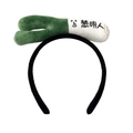 Funny green onion plush headband with smart pun design for parties and streams - Green Onion Shape