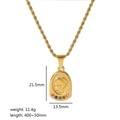 Collar de acero inoxidable chapado en oro 18K con colgante vintage de estrella y luna - Estilo de Retrato de la Virgen con Relieve(TN3245)