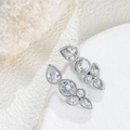 Silver teardrop cubic zirconia stud earrings in titanium steel for women - Silver