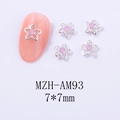 Dettaglio decorazione unghie a stella con strass rosa 7x7mm e lega d'argento - Cornice Argentata Strass Viola (AM93)