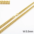Gold-plated stainless steel Cuban link necklace for men with 5.5mm width detail - 5.5mm Gold / Necklace 45cm