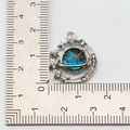 Round silver planet pendant with blue galaxy core and crystal stones for DIY jewelry - Style 16-Galaxy Ring