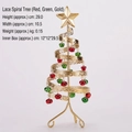 Mini albero di Natale a spirale dorata con campane rosse e verdi da tavolo - Albero a Spirale in Pizzo Rosso Verde Oro