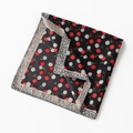 Silk scarf for women featuring cherry and floral patterns on a black base variant - Black 5227
