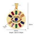 Golden evil eye charm with colorful baguette zirconias and blue stones detail - Yellow