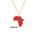Golden stainless steel necklace featuring a red Morocco map pendant with green star detail - Morocco