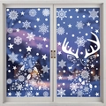 Stickers de fenêtre de Noël blancs avec motifs flocons et silhouette de renne - Lot de 2 BQ473+476