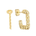 Elegant gold geometric earrings featuring a modern square Cuban link design - Gold (KE104072-LM)
