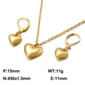 Minimalist gold heart-shaped stainless steel necklace and earrings jewelry set for women - Style A Jewelry Set (KS115050-Z)