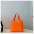 Minimalist orange insulated lunch tote bag for kids with durable handles and top zipper - Orange