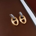 Macro shot of gold and silver anchor link earrings with sparkling crystal accents - Ear Buckle - Silver/Gold - Diamond Studded Pig Nose (50#)