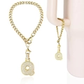 Gold letter Q bubble charm with sparkling cubic zirconia on a chic Cuban link chain - Letter Q