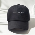 Klassieke zwarte C'EST LA VIE PARIS baseballpet met zonbescherming voor outdoor sporten - Zwart