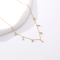 Minimalist S925 sterling silver golden necklace with geometric zircon pendants - Gold White Square