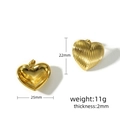 Detailed size and weight specs of gold 18k minimalist hollow heart stud earrings - Minimalist Heart Style (XJA001-003)