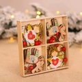 Set di decorazioni natalizie in legno colorato con angeli e renne in scatola di legno - Stile Angelo (Q-G32)