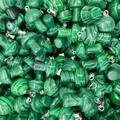 Malachite green stone mushroom pendants with black textures and metal loops - Malachite (Synthetic)