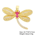 Golden dragonfly pendant with red and clear cubic zirconia stones for jewelry DIY - Red Zircon Body Dragonfly Style (19)
