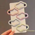 Five-piece set of cloud-shaped PU leather hair clips in assorted candy colors - Cloud Green Colorful Dots