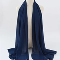 Dark blue chiffon hijab scarf on mannequin with high-quality texture and hemmed edges - 36