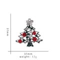 Christmas tree brooch with red and green rhinestones in silver alloy, 37mm size - Silver Christmas Tree