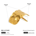 Detailed view of irregular hammered gold ponytail cuff with dimensions and waterproof label - Hammered Pattern Pony Cuff (NB-H1040)