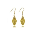Creative Christmas earrings featuring shiny golden light bulb pendants on hooks - Bright Gold Bulb (EHMT-021HJ-HUAS)