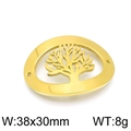 Golden stainless steel oval tree of life pendant with polished finish and hollow design - Gold (KLJ4244-Z)