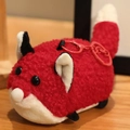 Plush red fox squeeze toy keychain with soft fur texture and red heart carabiner clip - Fox / 12cm