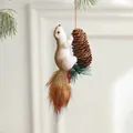 Realistic 16cm foam squirrel ornament with pine cone for Christmas tree decoration - Squirrel Type D Pendant