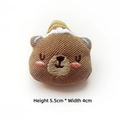 Detail shot of a handmade knitted brown bear plush accessory, size 5.5cm by 4cm - DIY Style (Back Opening) / Khaki Bear